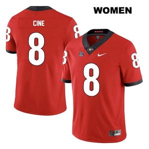 Women's Georgia Bulldogs NCAA #8 Lewis Cine Nike Stitched Red Legend Authentic College Football Jersey BZM1454KN